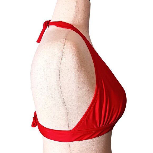 NEW‎ J. Crew Red Adjustable Tie-back Halter Bikini Swim Top Women's Size S - Picture 6 of 11